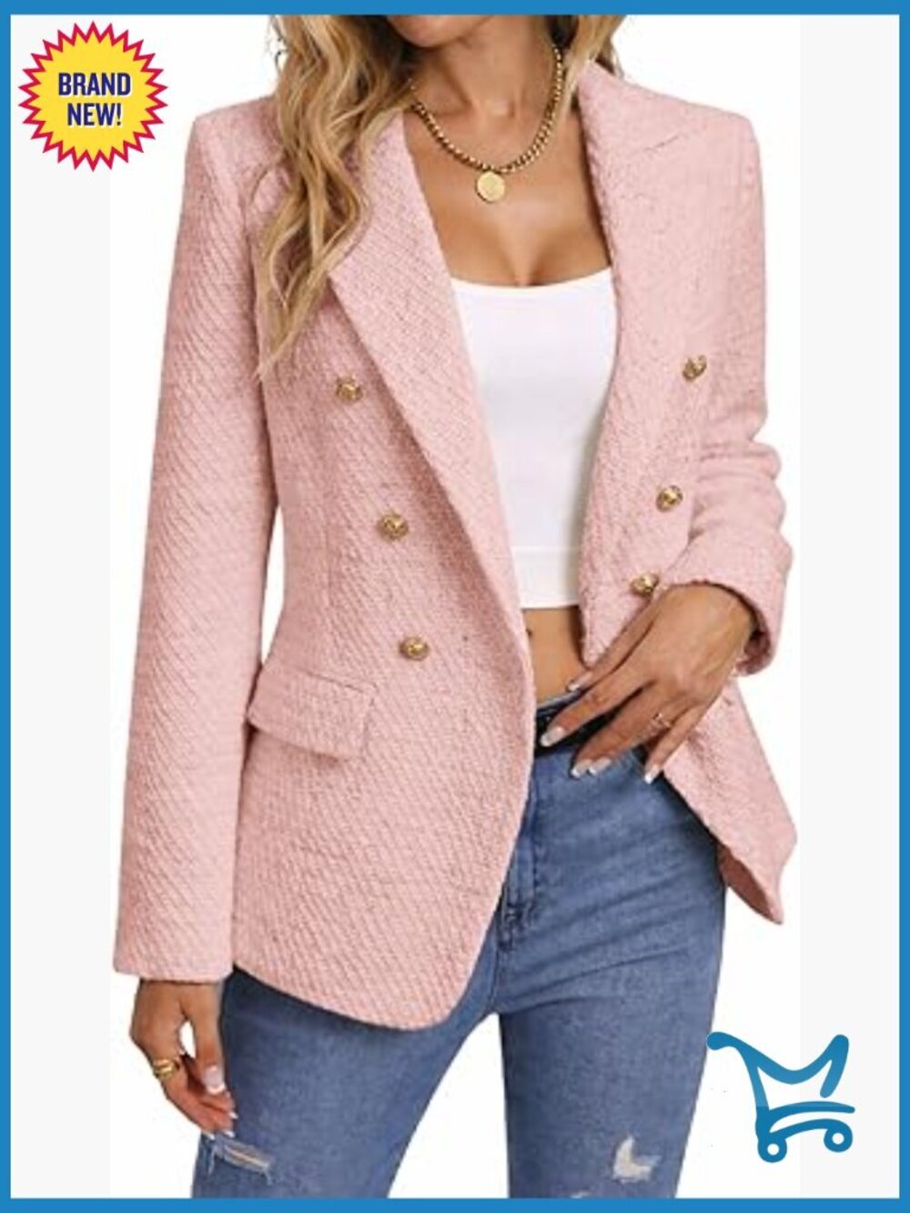 Tweed Plaid Blazer Jacket Fully Lined Business Casual Elegant Work Coat with